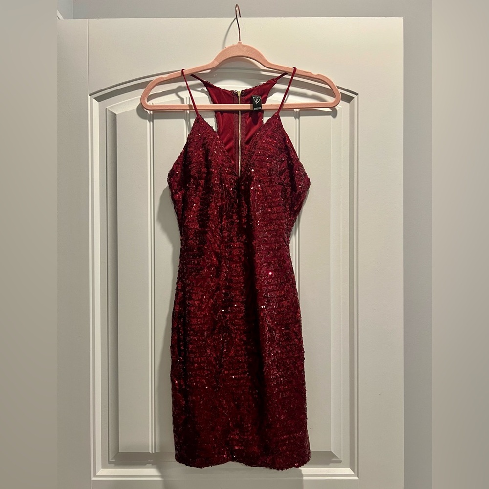 Windsor Burgundy Sequin Mini Dress